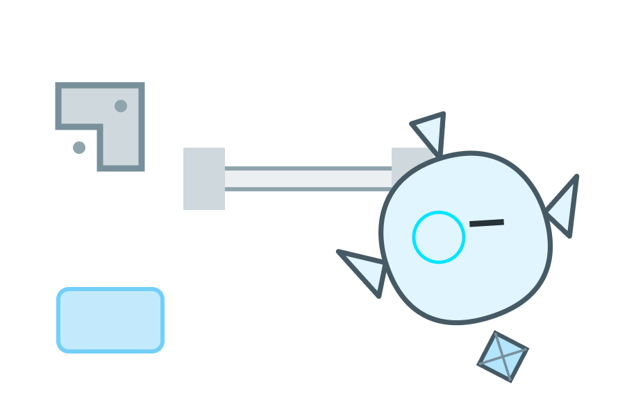 L字金具、突っ張り棒、転倒防止マットが並んでいるイラスト
